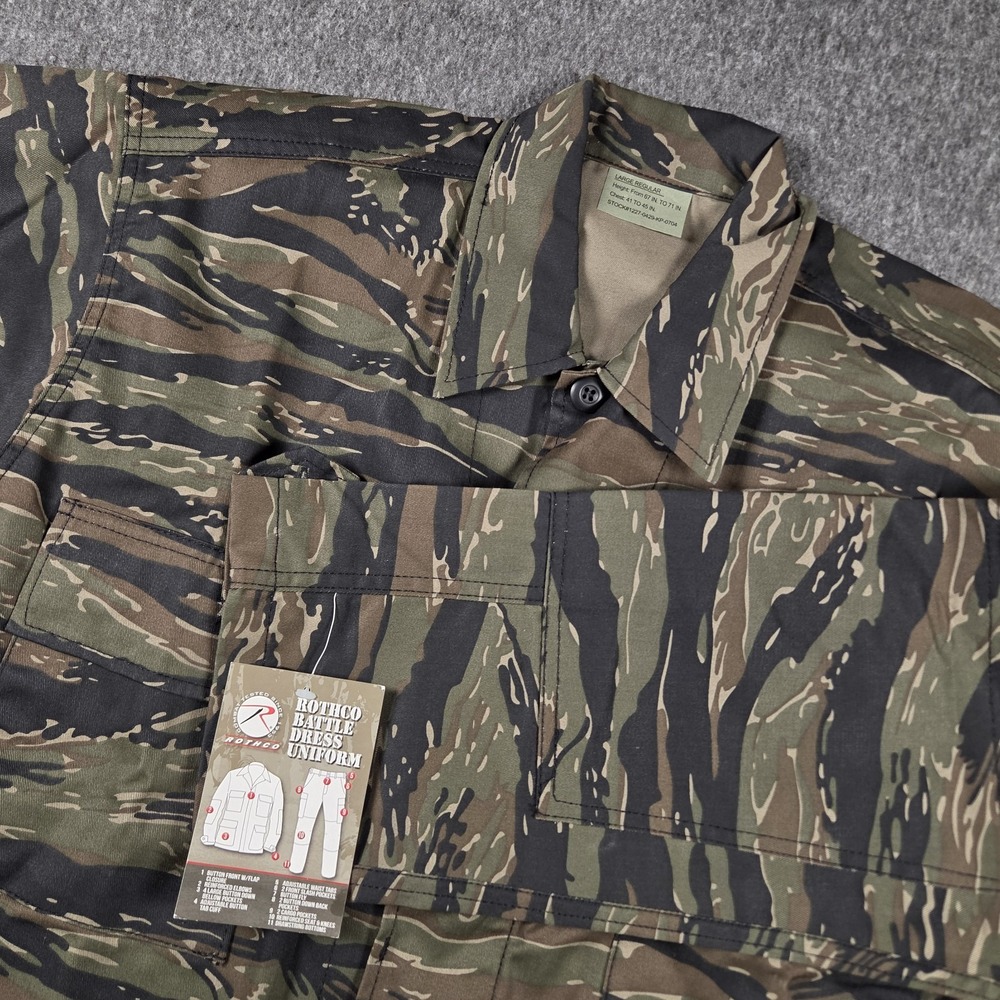 Rothco Tiger Stripe Camo Shirt Mens Large Battle Dress Uniform Military 7990 NWT